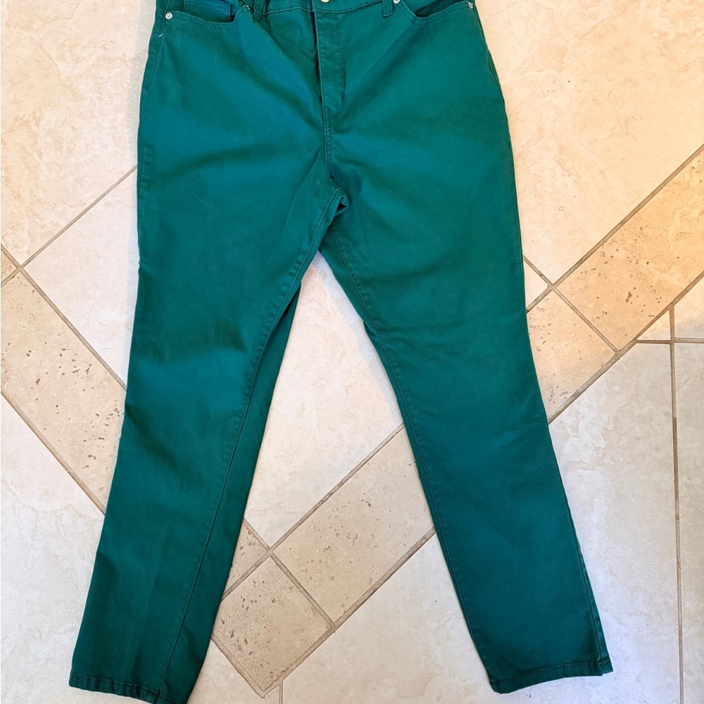 Crown & Ivy Woman’s Teal/green Straight Jeans